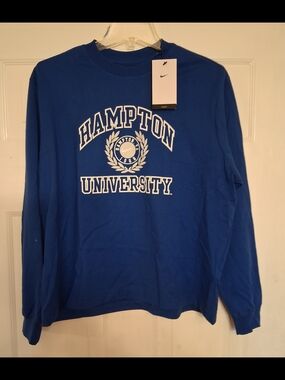 Hampton University Blue Long Sleeve Tee (Nike Tag) Size M